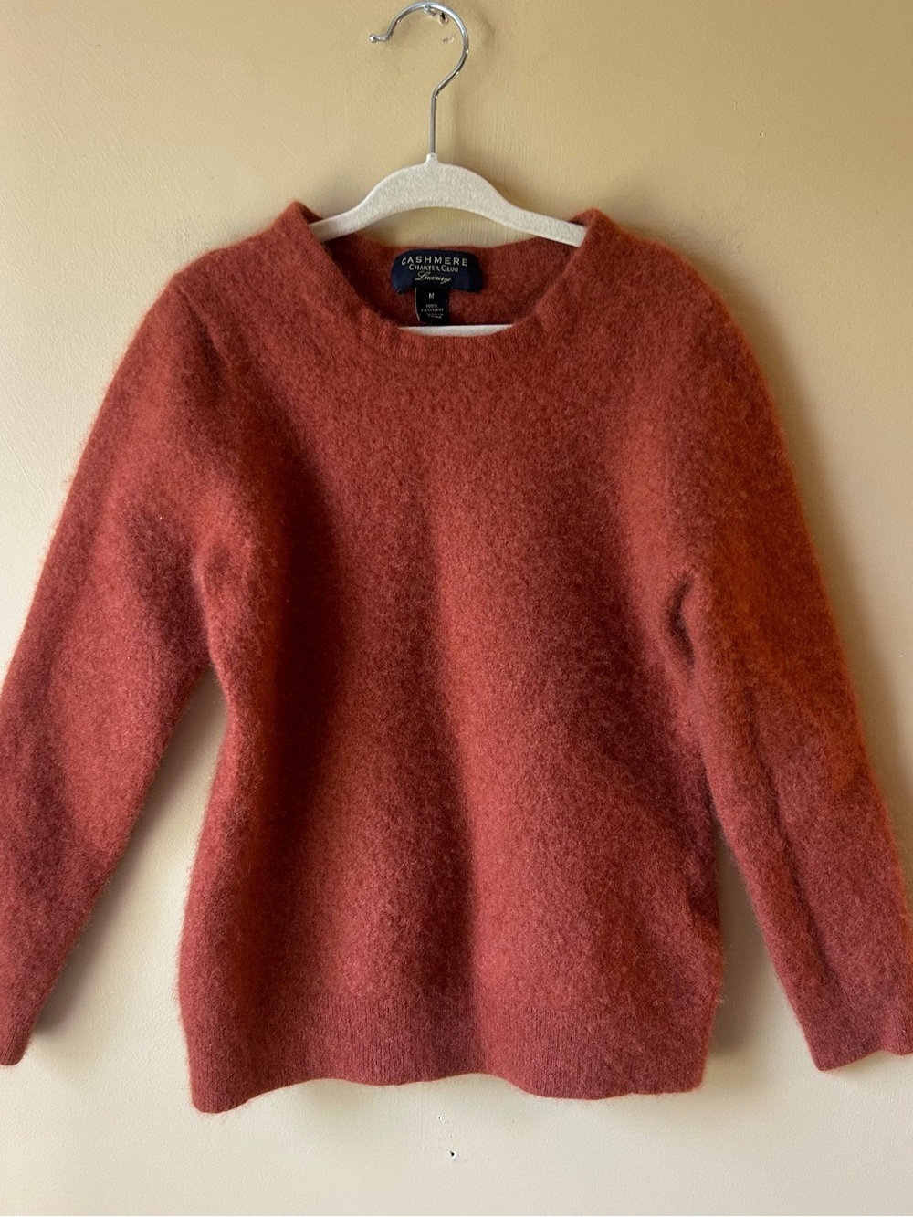 Charter Club 100% CASHMERE Sweater Girls Size Medium Orange Pullover Luxury
